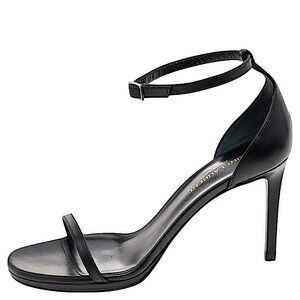 Saint Laurent Black Leather Ankle Strap Sandals
